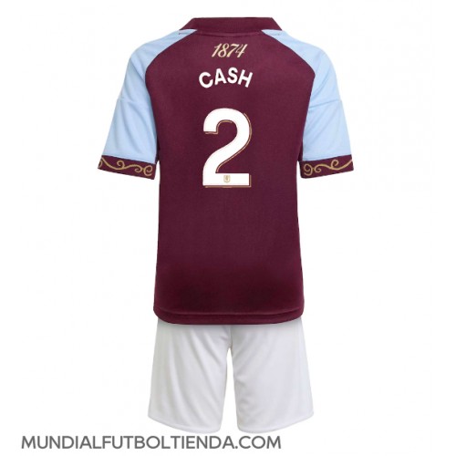 Camiseta Aston Villa Matty Cash #2 Primera Equipación Replica 2025-26 para niños mangas cortas (+ Pantalones cortos)